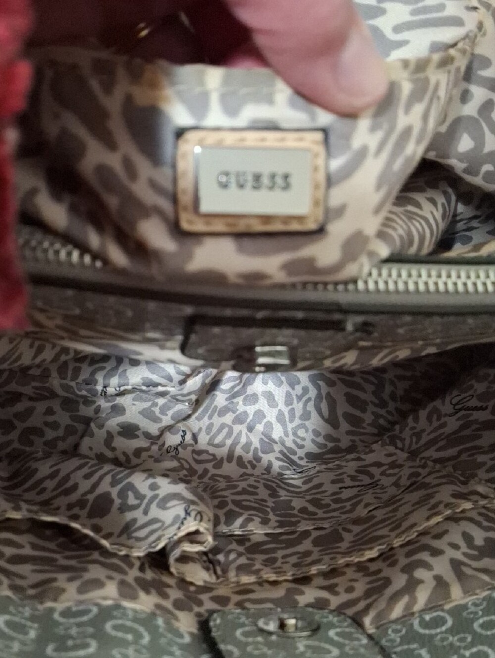 GUESS Gray Monogram Tote with Beige Handles - Picture 13 of 16